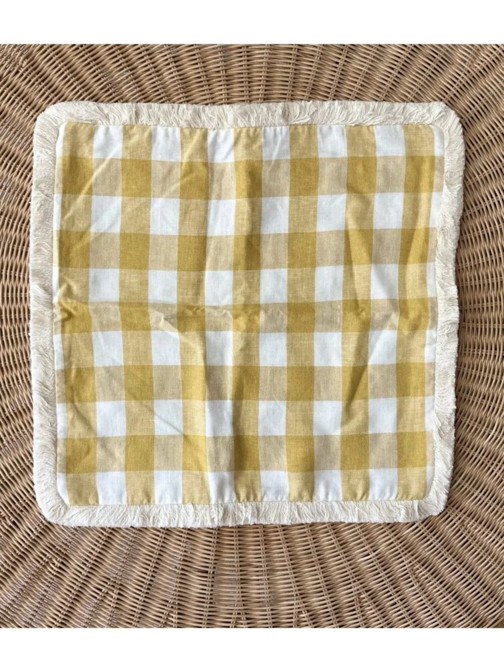 Serena & Lily Classic Linen Gingham Pillow Cover (20” SQ)(SAMPLE/NO TAGS)-Yellow